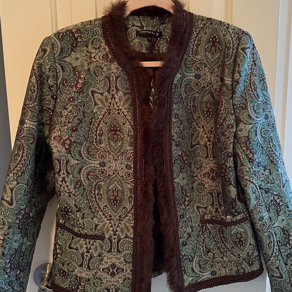 Vintage Central Park West Women Blazer Size 12 Paisley Brocade Fabric - Picture 2 of 6